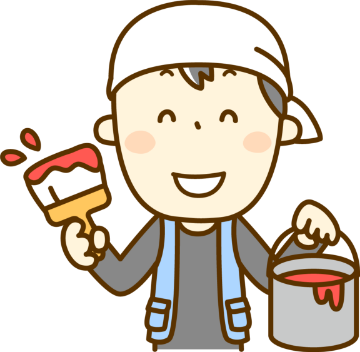 ペンキを持つ職人のイラスト